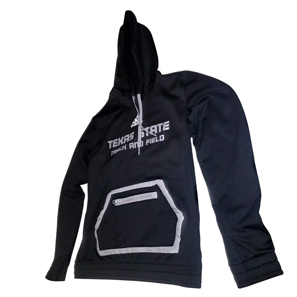 Adidas‎ Texas State Track and Field Hoodie Black Grey AEROREADY XS